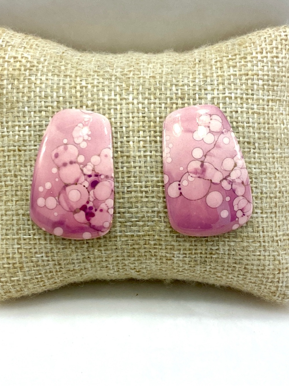 Vintage Gorman Handcrafted Ceramic Pink Bubble Motif Ceramic Stud Earrings